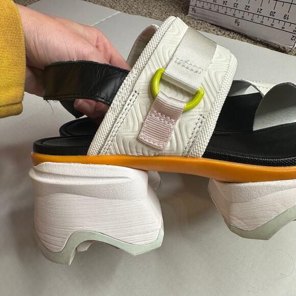 8.5 Sorel Kinetic Impact Slingback Wedge Sandals Black Sea Salt Platform Sporty - Picture 10 of 15